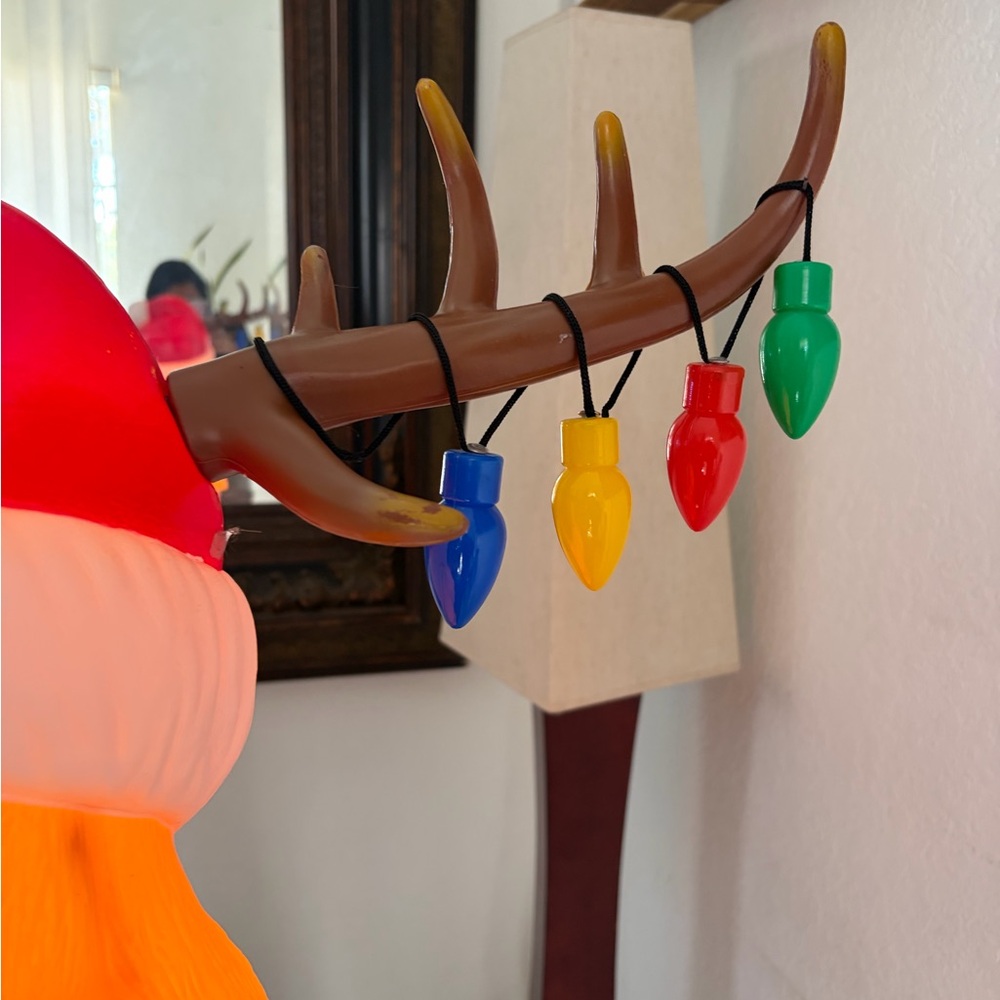 Dog Wearing Antlers Light-Up Blow Mold Indoor Outdoor Christmas Holiday Decor - Picture 4 of 7